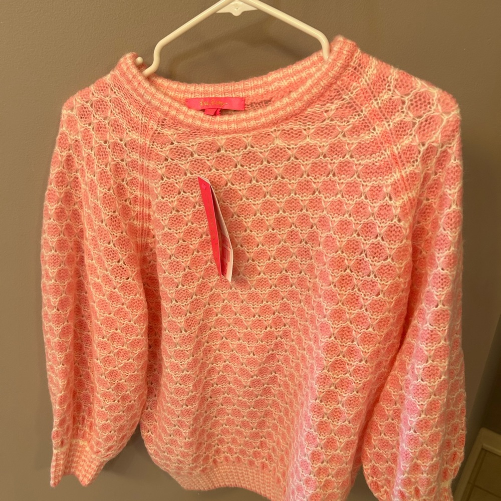 Lilly Pulitzer pink and white sweater